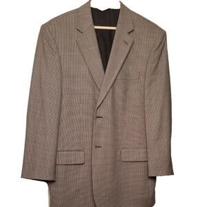 Joseph & Feiss Int'l Blazer Men's Brown Wool Houndstooth Sport Coat Size 44R